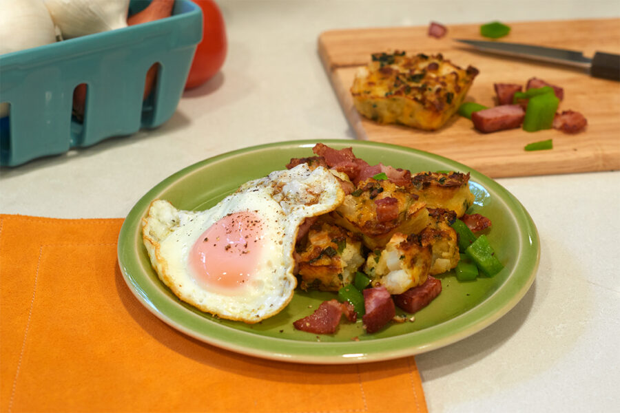 Breakfast Hash with Three Bridges Cheddar & Chive Potato Bakes Recipe