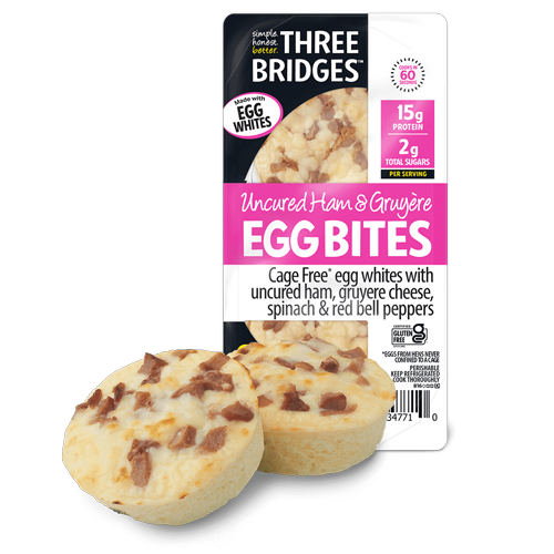 Three Bridges Uncured Ham Gruyere Egg White Bites
